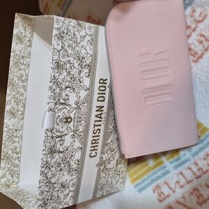 NWOT Dior Pink Embossed Leather Zippy Pouch